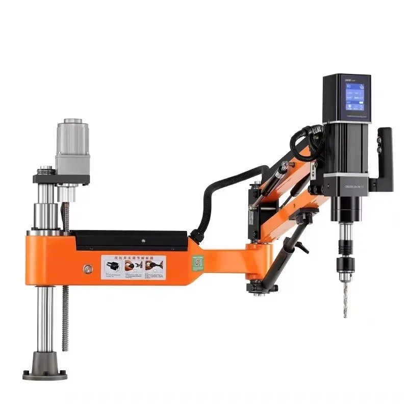 เครื่องต๊าปเกลียวแบบตั้งโต๊ะขนาดเล็ก CNC แบบแมนนวล/ เครื่องต๊าปเกลียวแบบแขนหมุนได้ 360 องศา ควบคุมด้วยเซอร์โวไฟฟ้า พร้อมหน้าจอสัมผัส