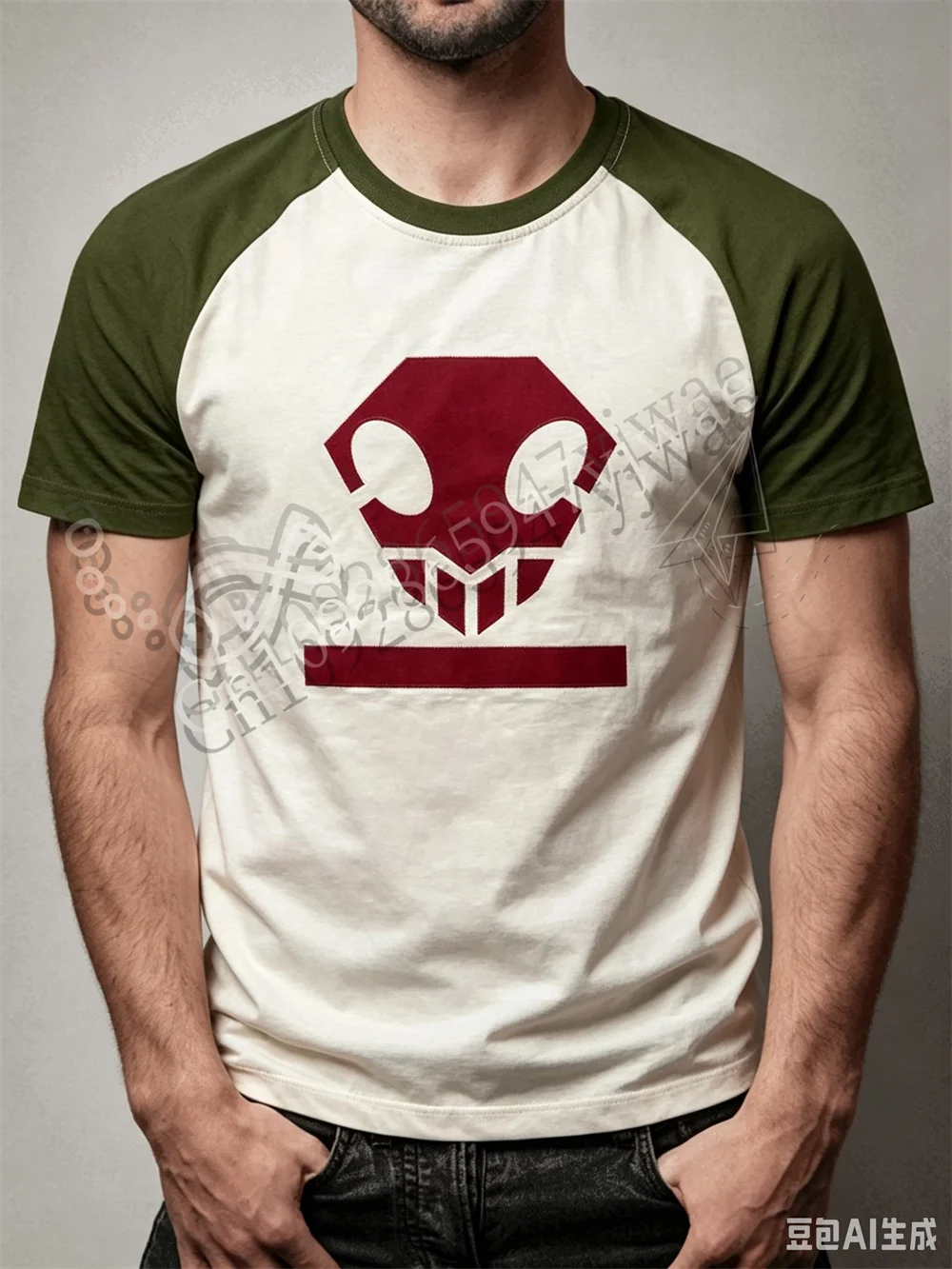 Anime-inspiriertes Ichigo Kurosaki Raglan-T-Shirt für Herren, Vintage-Grafik-T-Shirt, farblich abgesetzte Kurzarm-Freizeitkleidung, Streetwear-T-Shirt-Oberteil – Detail 3