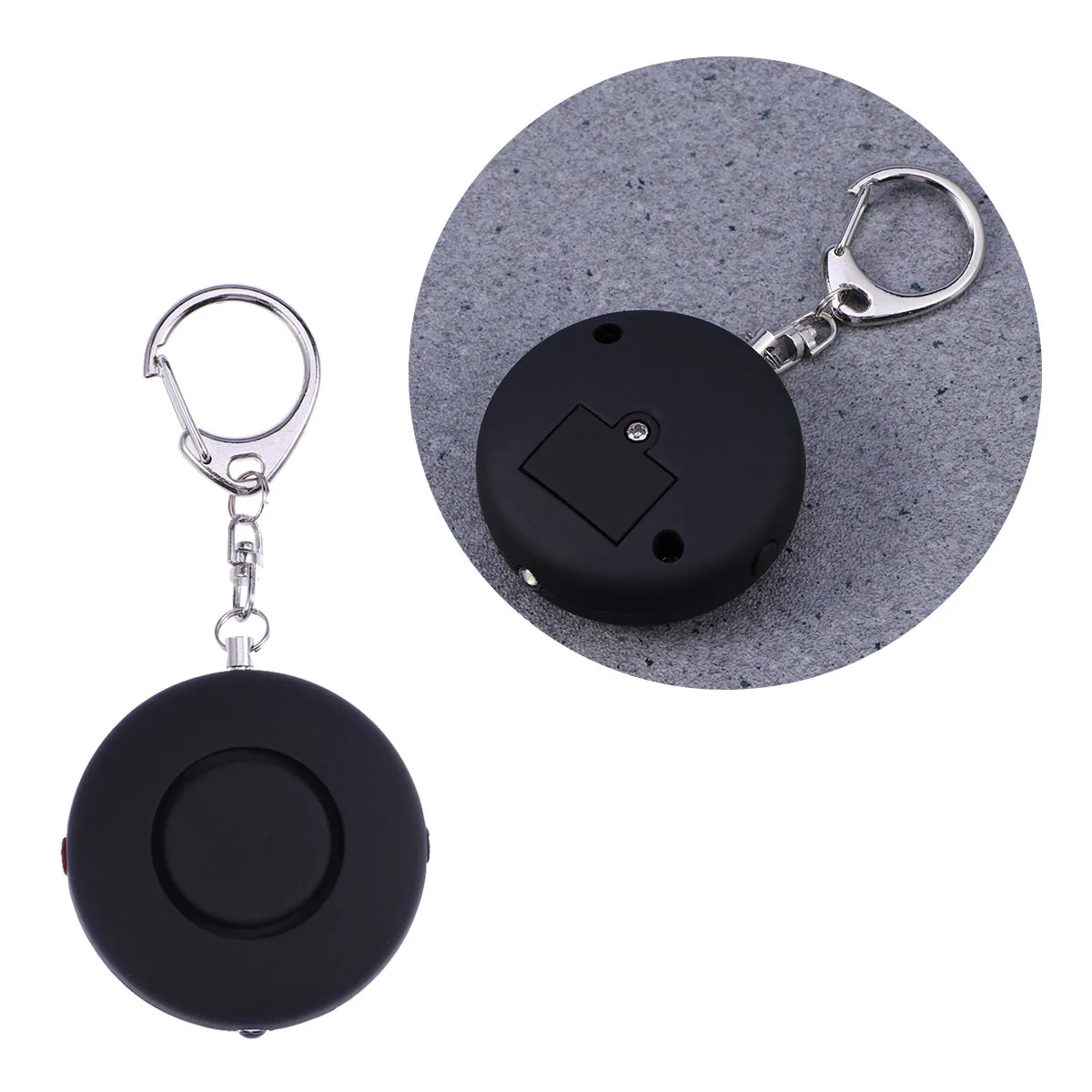 إنذار شخصي سلسلة المفاتيح في حالات الطوارئ بصوت عال 125Db سلامة الذعر الأمن مستشعر صغير مضاد للهجوم أسود للمشي في الهواء الطلق #5