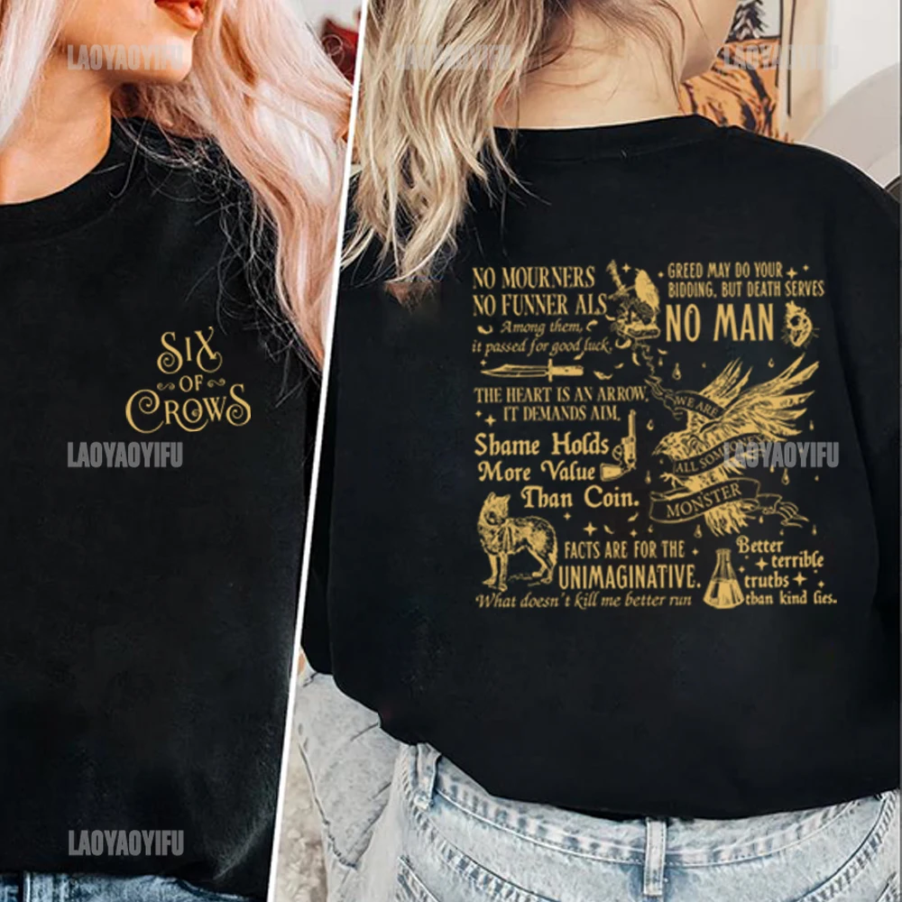 

Six of Crows Pullovers No Mourners Shirt Ketterdam Crow Club Shirts Kaz Brekker Merch Inej Vintage Long Sleeve Women Sweatshirts