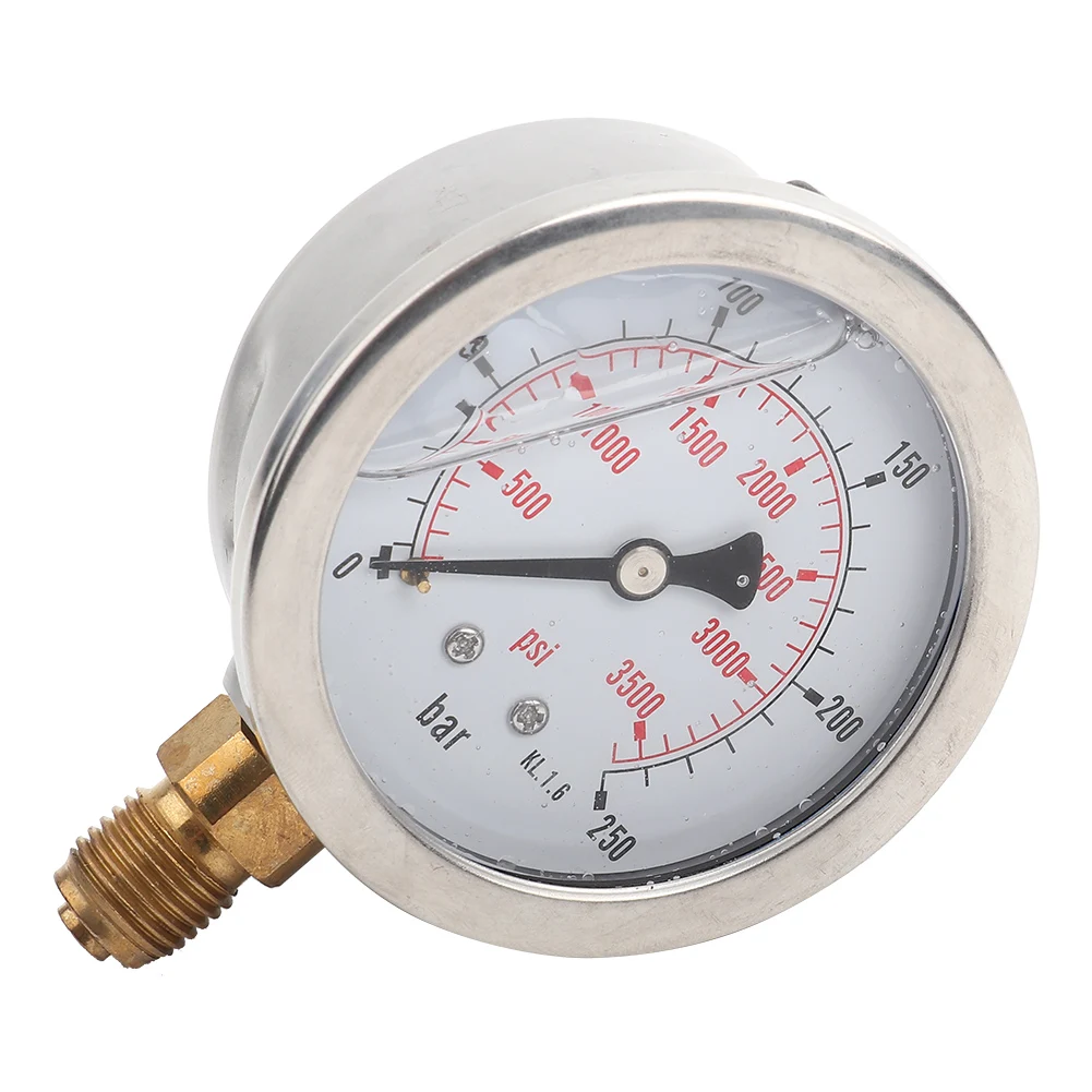 Hydraulic Water Pressure Gauge Hydraulic Pressure Gauge 0-250Bar 0- 3750PSI G1/4 63mm Dial Meter Pressure Measuring Tool