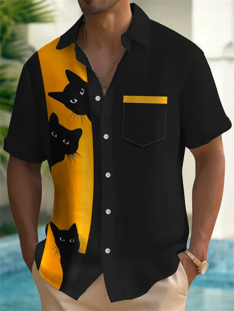 

Men's Shirt 3D Printed Art Block Pattern Fashion Button Short Sleeve Collar Street Wear Shirt Men's Summer