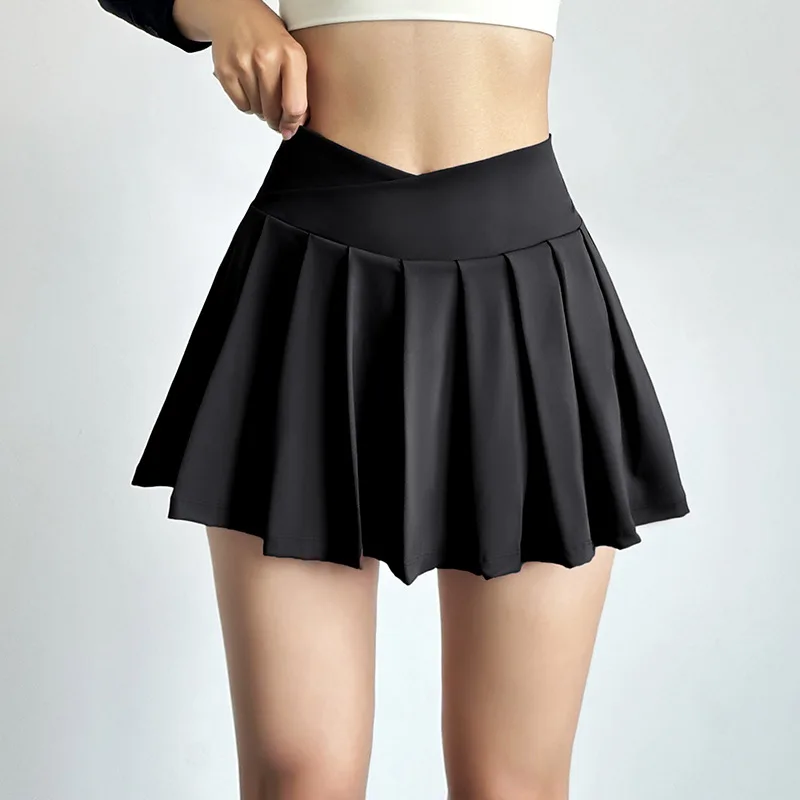 Sports short skirt women summer anti-walk yoga pants running fitness clothes quick dry breathable high waist pleated skirt