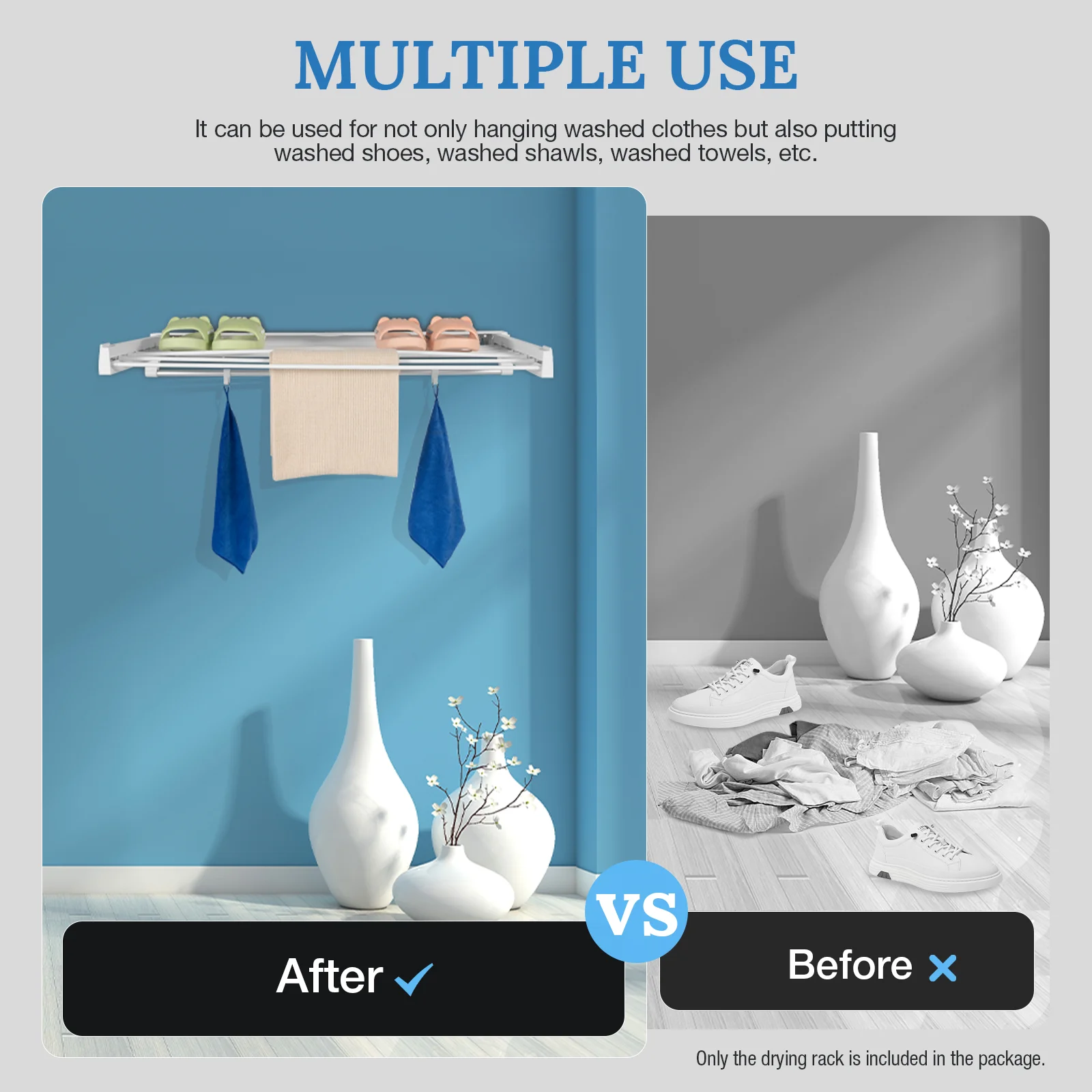 

ABS Material Retractable Folding Wall Mounted Hanger, Household White Invisible Drying Rack, Indoor Use