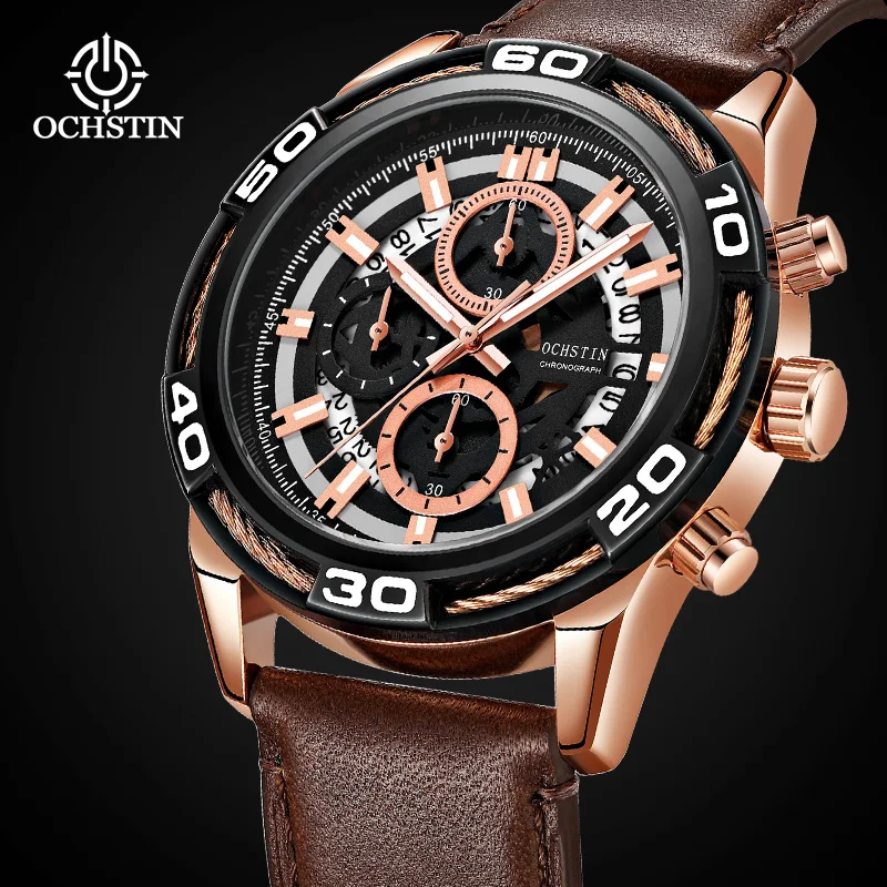 

OCHSTIN Hot Model 2024 Pilot Series Atmospheric Simple Waterproof Watch Multifunction Quartz Movement Men's Quartz Watch