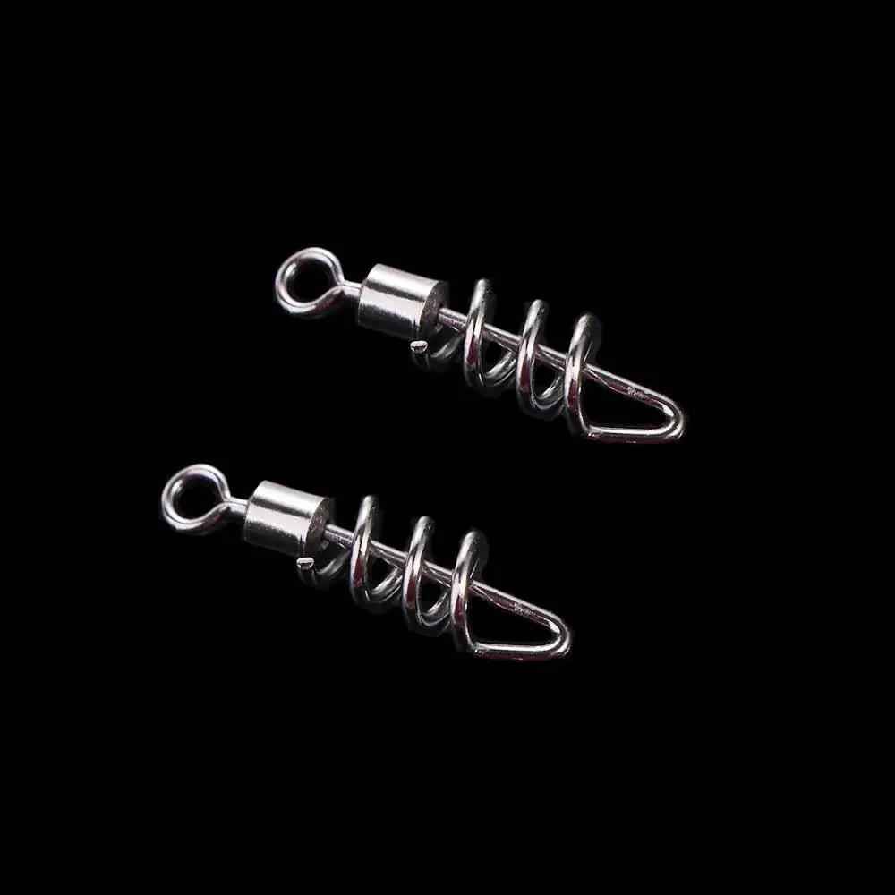 20PCS with Screwed Snap Fishing Rolling Swivel Stainless Steel Flexible Rotation Snap Change Connector