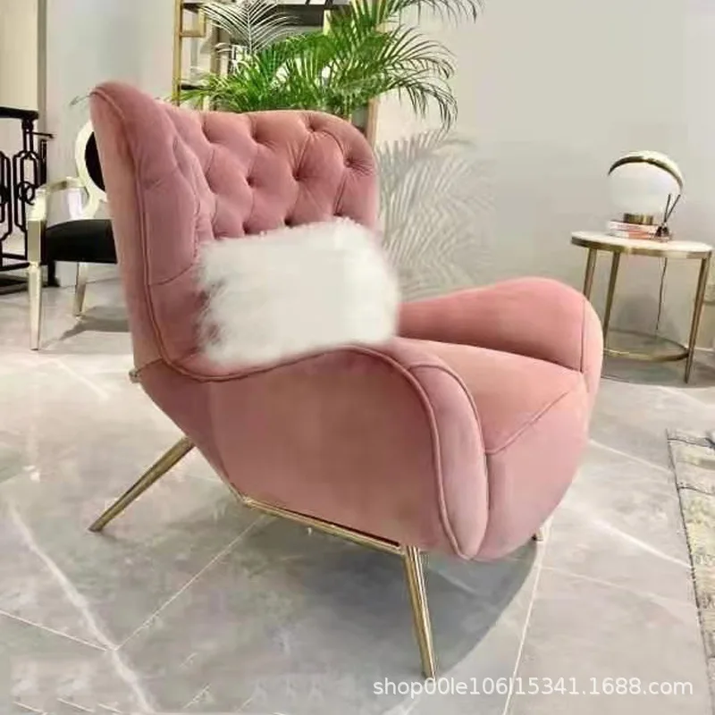 American buckle fabric living room hotel model room designer furniture single leisure sofa light luxury
