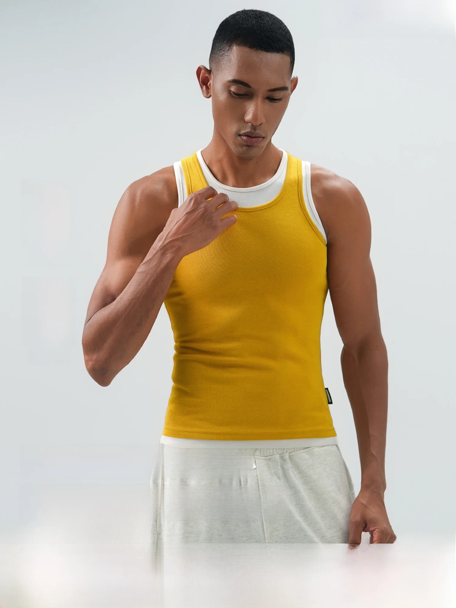 

BD.Power up Summer Tight Fit Sports Vest Men's Color Blo Mo Two-Piece Fitn Training Svel T-irt Breathable Youth