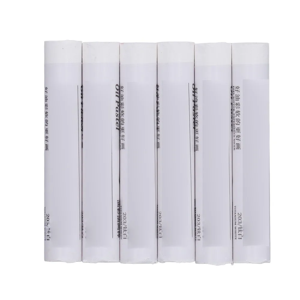 6PCS Pure White Oil Pastels Mild Non-toxic Easy Color Overlay Drawing Sticks Soft Smooth Core Painting Crayons Art Practice