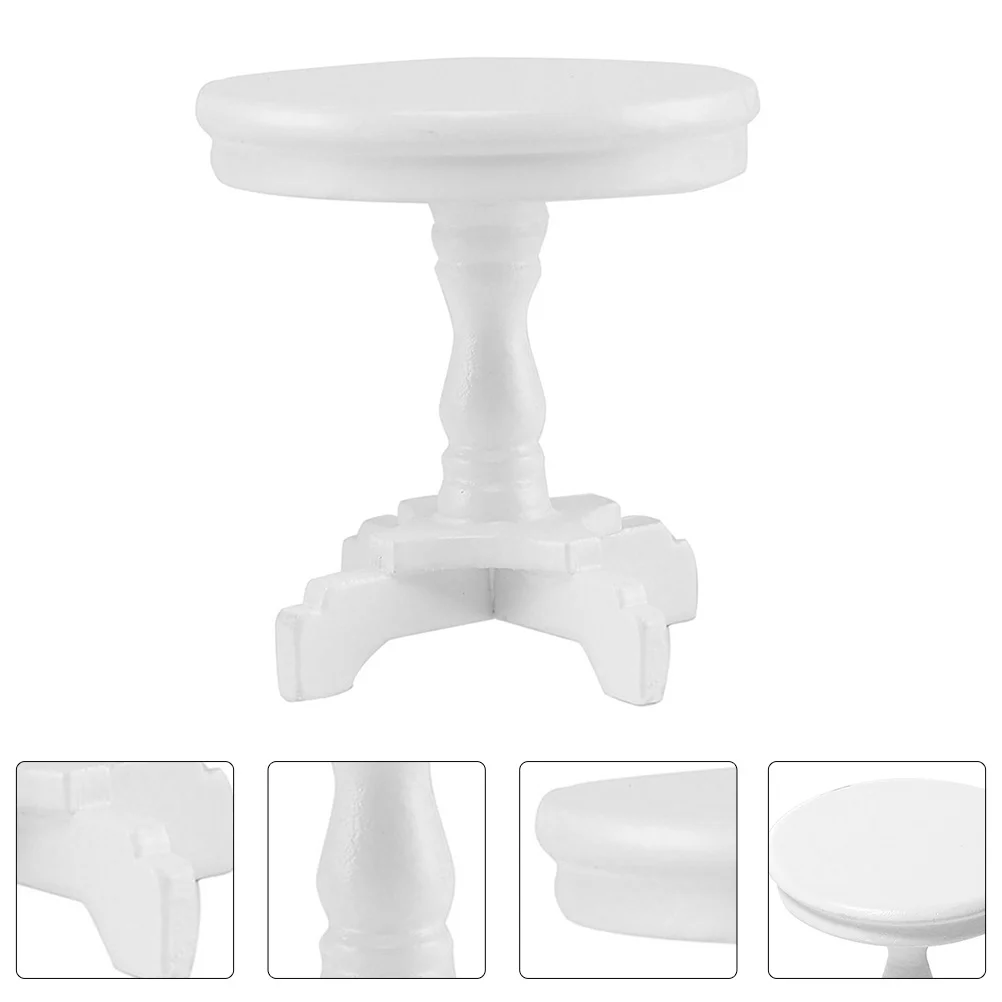 Mini Small Round Table Miniature Furniture Coffee Decor Workbench Prop Model Wood