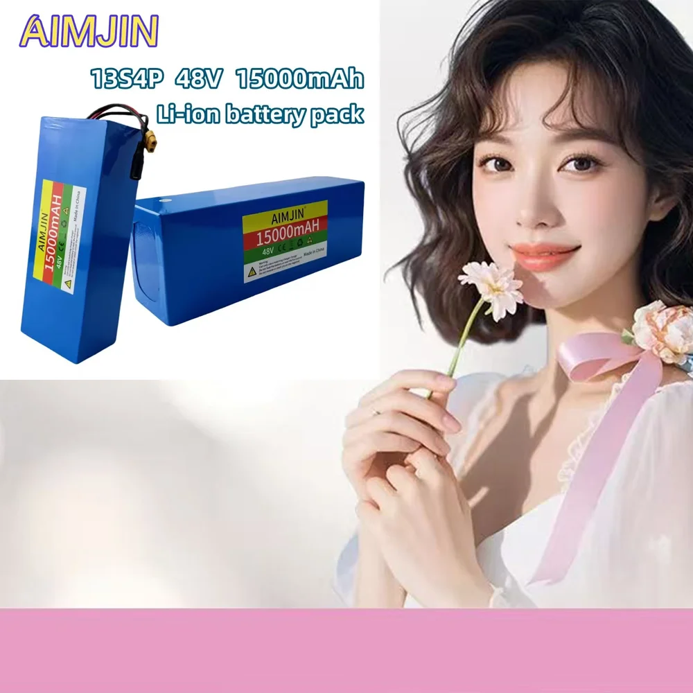 18650 ✨13S4P 48V 15Ah Rechargeable Lithium Ion Battery Pack Powerful with BMS for 500W/1000W Electric Walking Tools Replacement
