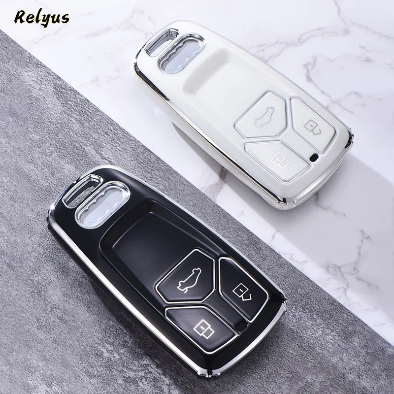 

Soft TPU Car Key Case Cover for Audi A4 A4L B9 A5 Q5 Q7 4M S4 S5 S7 TT TTS RS 8S 2016 2017 2018 Keyless Protection Key Bag