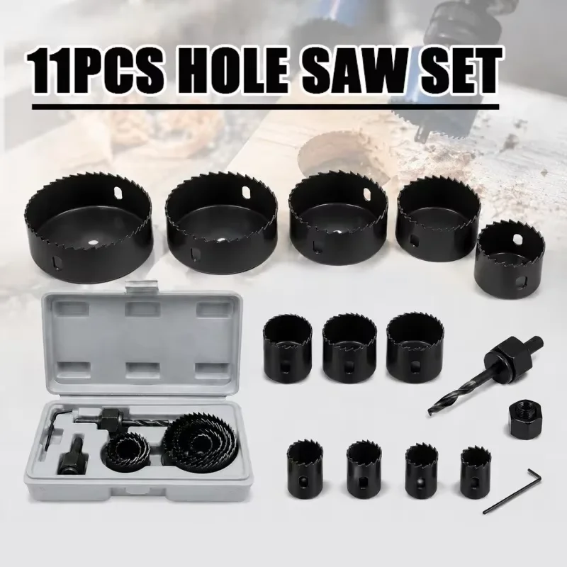 1Set Hole Saw Cutting Set Kit Tools 19-64mm Wood Metal Alloys Circular Round with Case