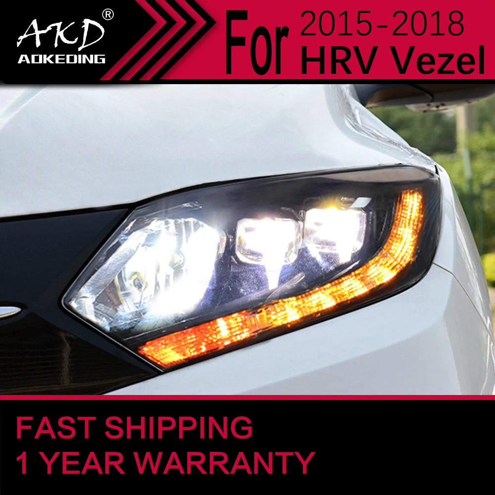 Car Lights for Honda HRV HR-V LED Headlight 2015-2018 Vezel Head Lamp Drl Projector Lens Automotive Accessories