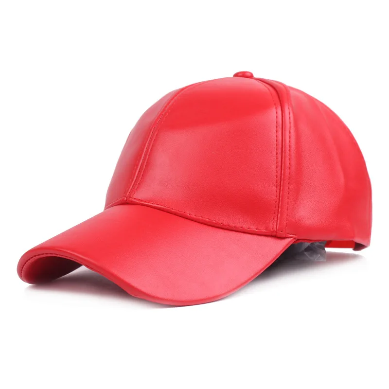 Women Men Hat PU Leather Baseball Cap Visor Light Board Solid Men Hip Hop Cap Outdoor Sun Hat Adjustable Sports Golf caps