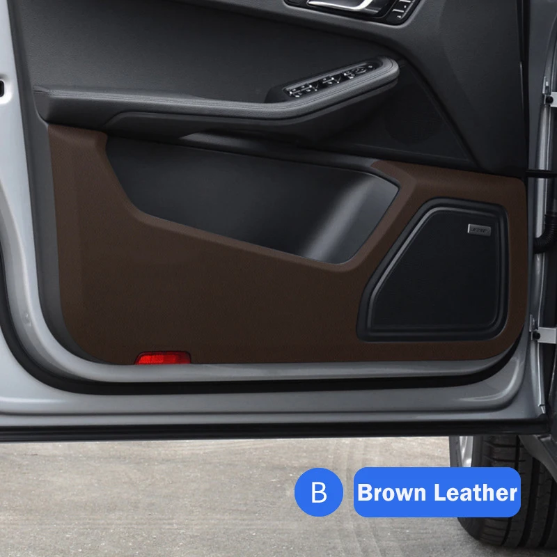 

4PCS Leather Carbon Fiber Car Door Kick Pad Anti-Fouling Modification for Porsche Macan Interior Accessories