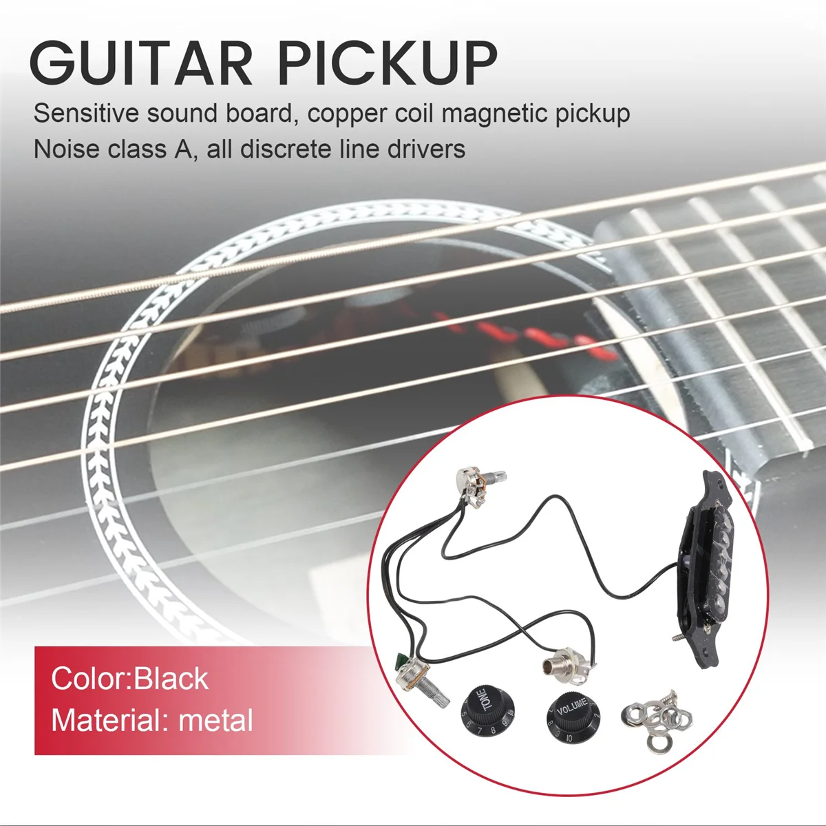 

AA85 Magnetic acoustic pickup for guitar Black