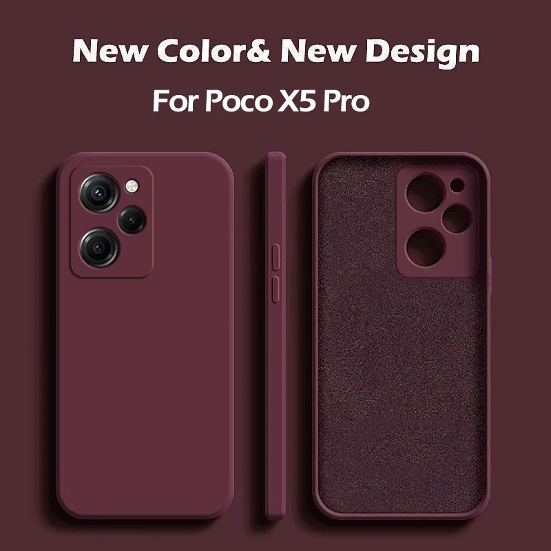 Original Square Liquid Silicone Case For Xiaomi Poco X5 Pocox5 Poco X5pro X 5 Pro 5G Shockproof Cover For Poco X5 Pro Phone Case