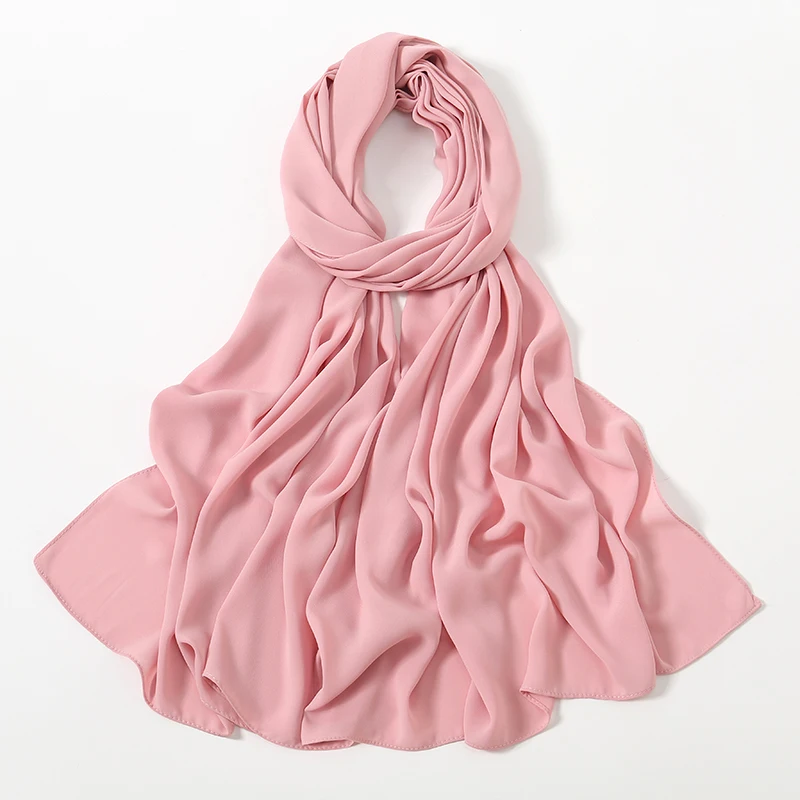 LMLAVEN Frauen schwere Chiffon Hijab Schal Premium Chiffon muslimischen Hijabs einfache gute Nähte Maxi Wrap einfarbige Musulman Femme Schals 5