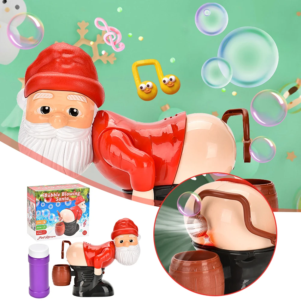 Máquina de burbujas navideña de Papá Noel, juguete de burbujas divertido, soplador de burbujas eléctrico de Papá Noel con música y juguete de burbuja de Farting ligero