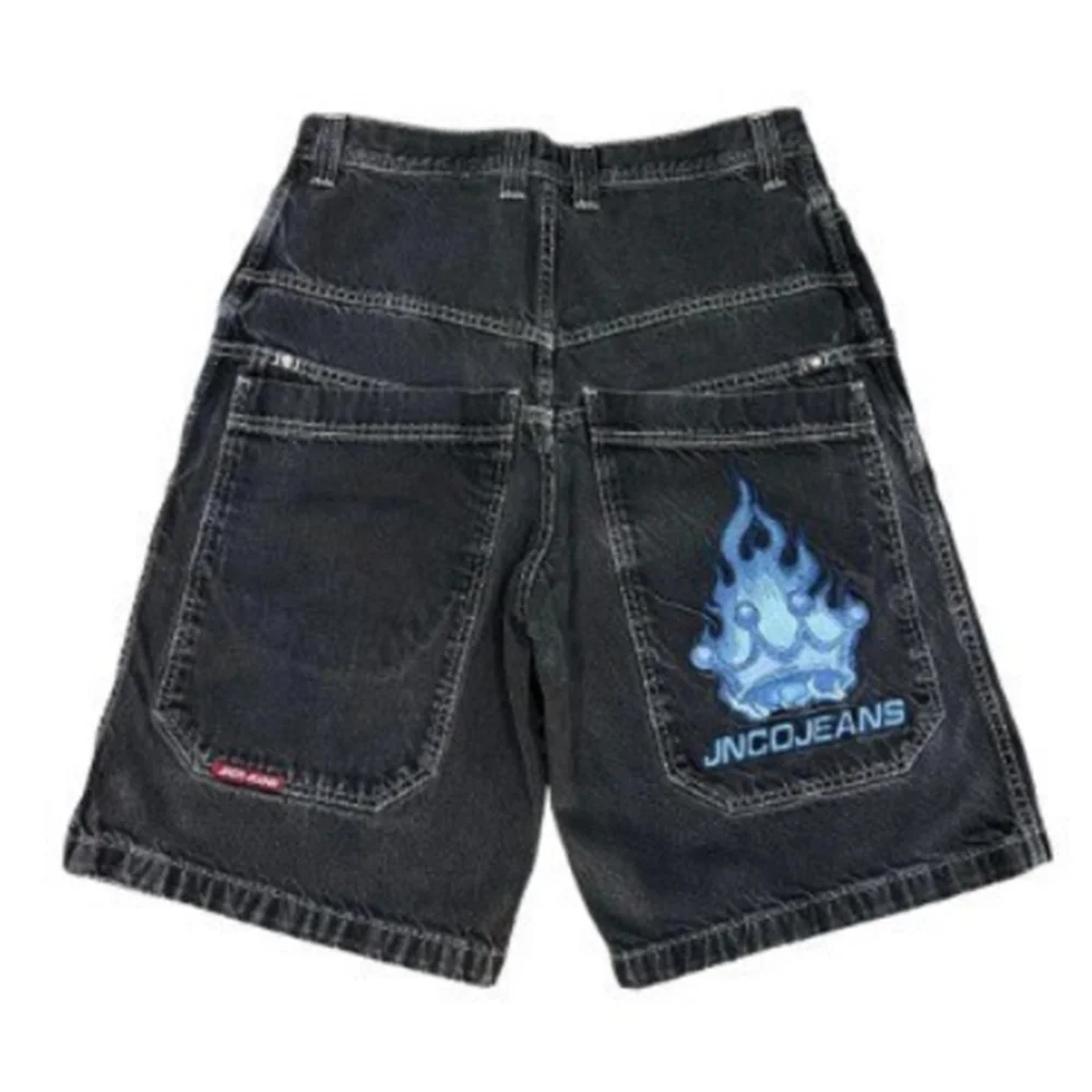 Short de basket-ball en denim baggy gothique pour hommes, poche Hip Hop, vêtements de rue rétro Harajuku, été, Y2K, 2024