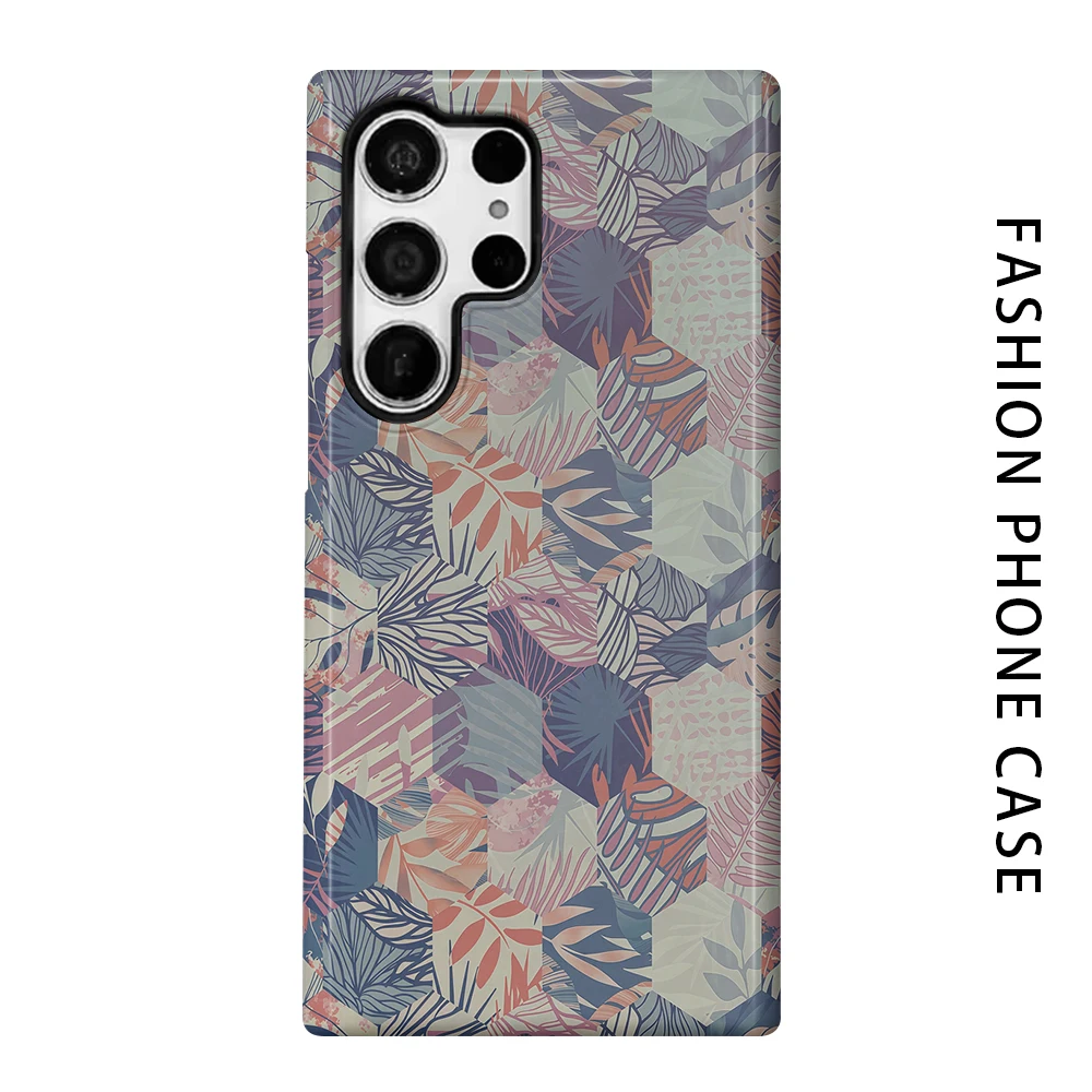 Tropical Hexagon Phone Case for For Samsung Galaxy S26 S25 S24 S23 S20 FE A56 A36 Ultra Glossy HD Hard Cover Film Shell