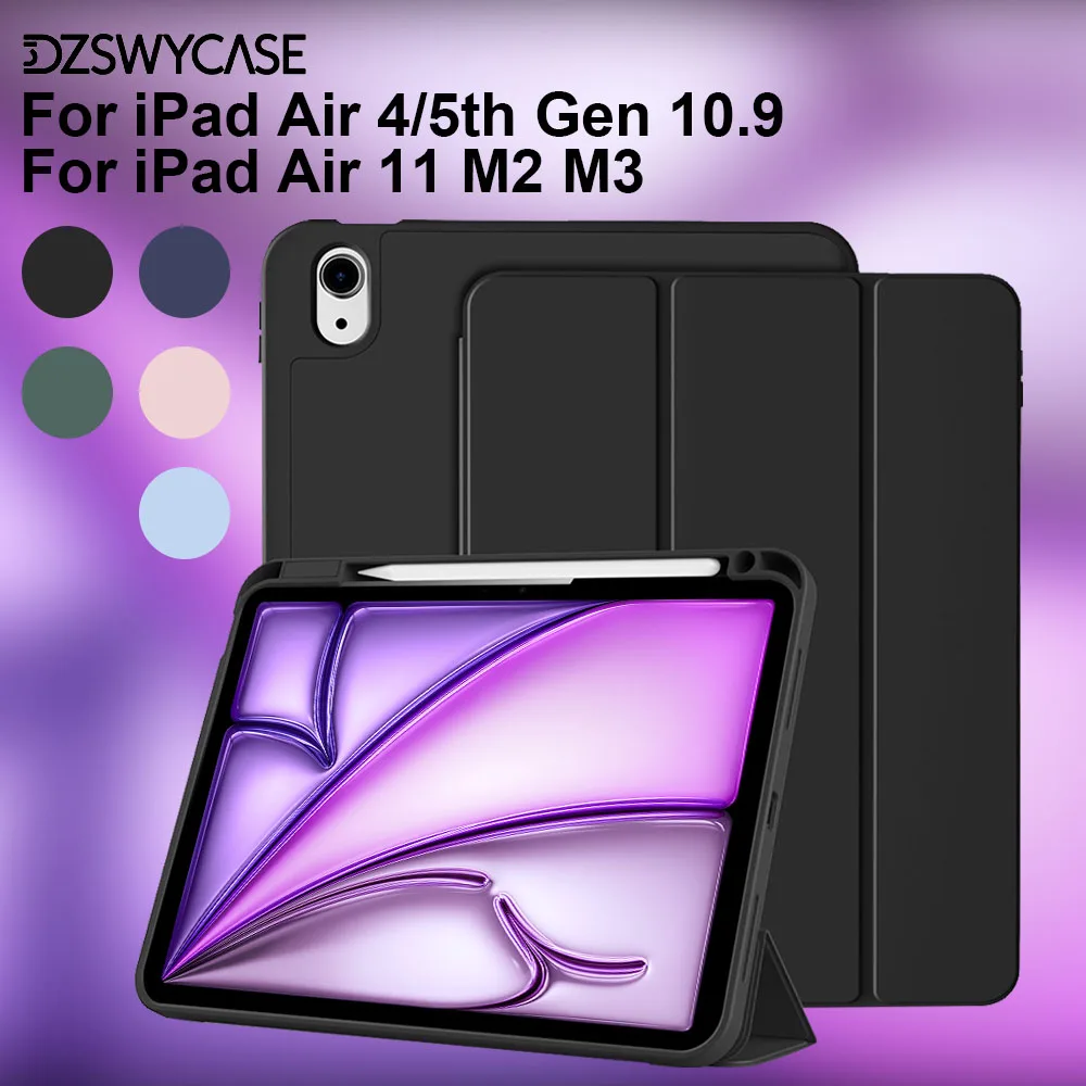 

Case for iPad Air 11 Inch M2/M3, For iPad Air 5th/4th Gen 10.9 Inch, with Pencil Holder, Trifold Stand Cover, Auto Sleep/Wake