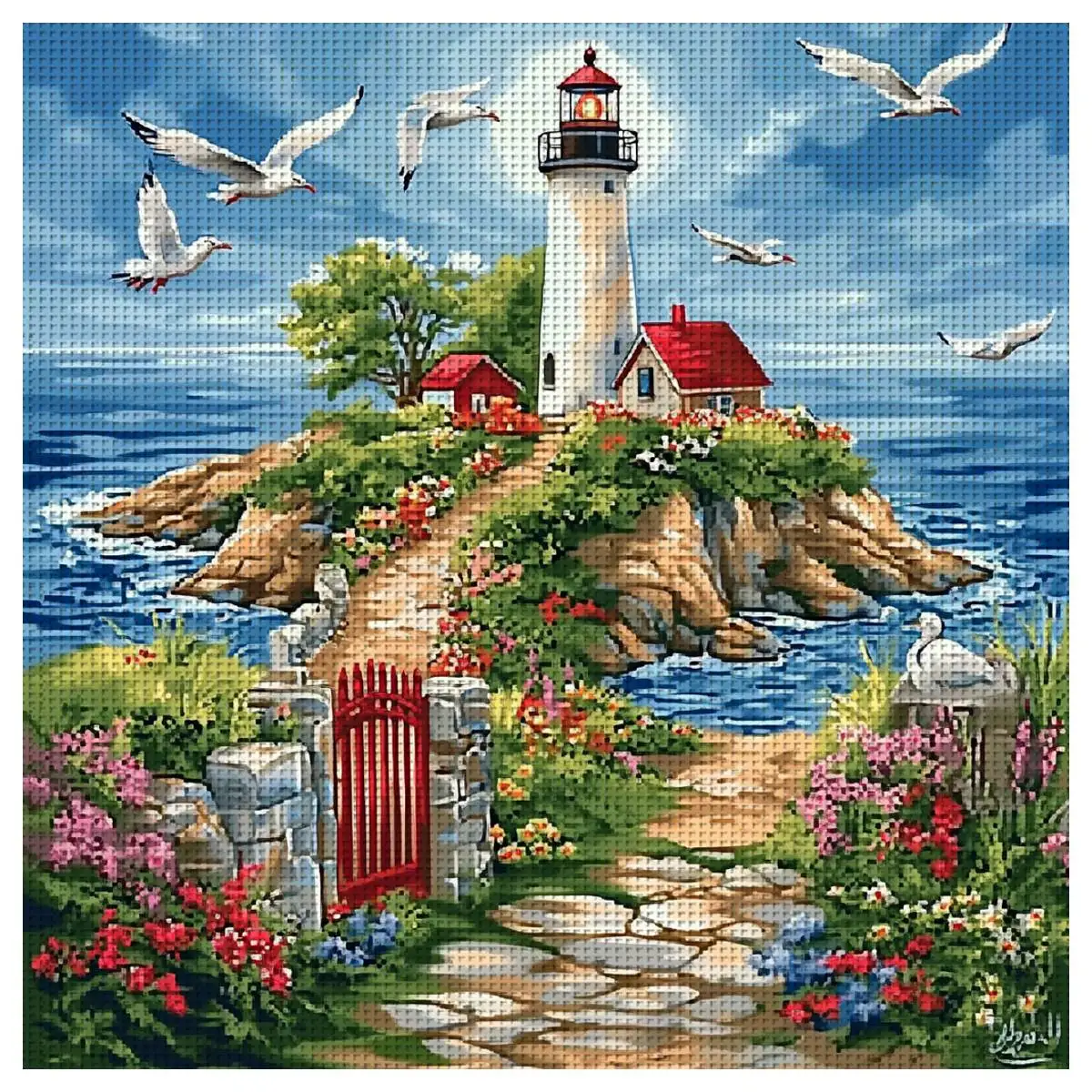 1 Stück 30X30CM/11,8 Zoll Island-Stickerei-Set zum Selbermachen, 11CT/14CT DIY Stickset, Kreuzstich-Set, Neuerscheinung