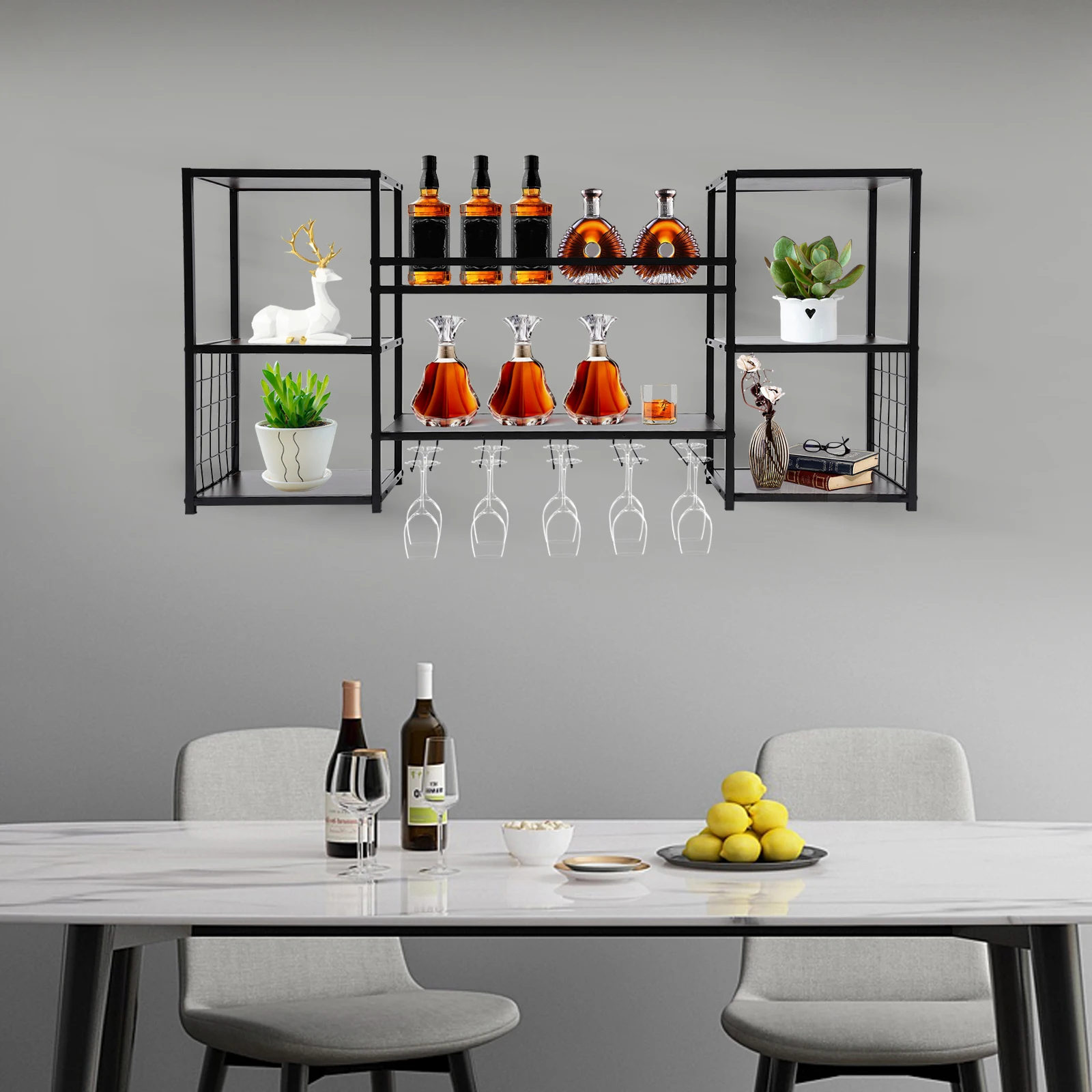 

49.6in Wine Rack Wine Rack Wall Mounted Wine Rack with 5 Shelves for Wine Cellars, Bars or Storerooms
