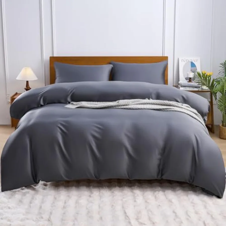 

100% Viscose Derived from Bamboo Duvet Cover 600 Thread Count Cooling Comforter Cover Set for Hot Sleepers Silky Soft Breathabl