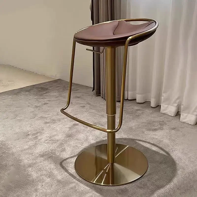 Italian minimalist light luxury chair, rotatable lifting chair, designer stainless steel, high bar stool,  chair