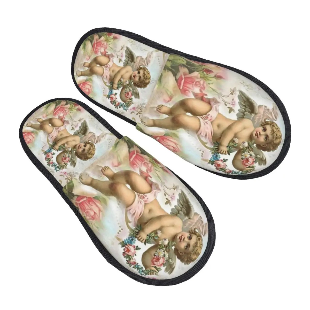 Custom Vintage Rose Victorian Angel Comfy Scuff With Memory Foam Slippers Women Hotel House Shoes