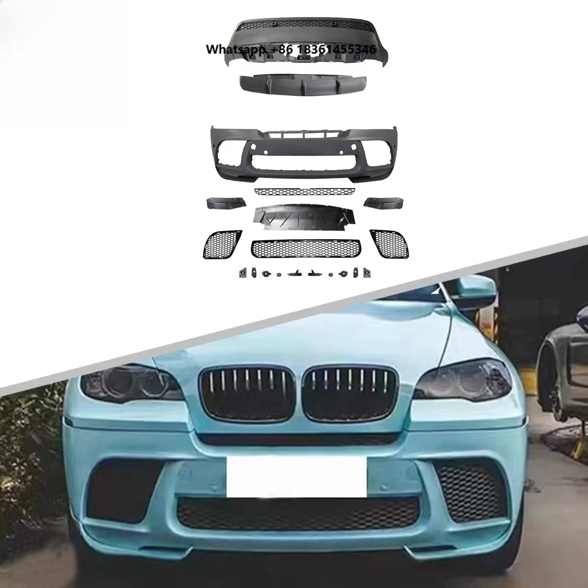 For  X6 E71 Upgrade MP Front Bumper Rear Lip Front Grille Spoiler Body Kits STLF New Car Parts Mp Style Body Kit