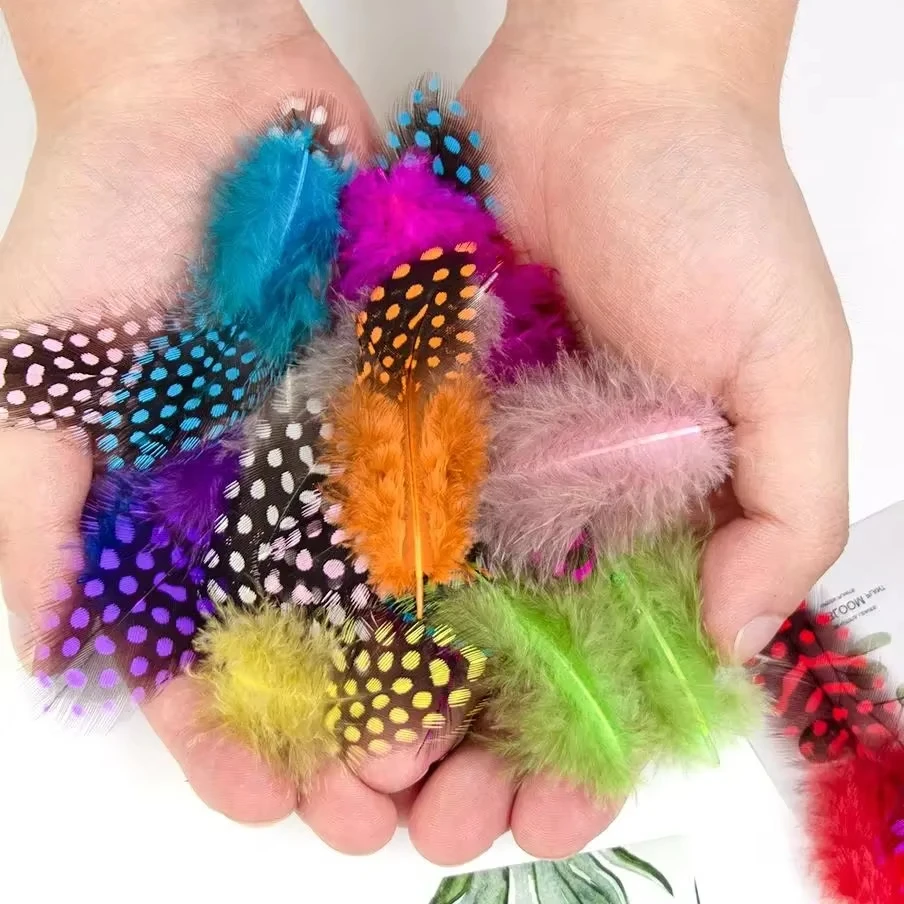 

100PCS Natural Guinea Fowl Feathers Colored Pheasant Plumes for DIY Crafts Dream Catcher Party Jewelry Decoration Accessories