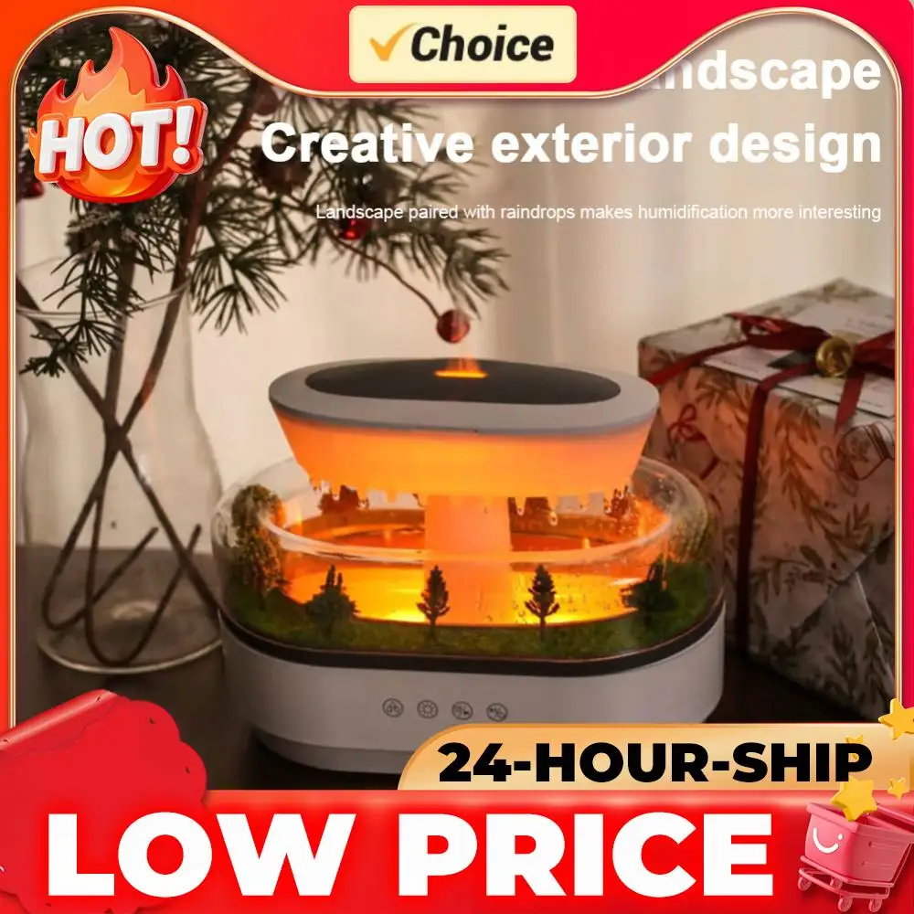 

Увлажнитель воздуха с аромадиффузором, разноцветной ночной подсветкой, имитацией капель воды и микроландшафтом, диффузор для эфирных масел