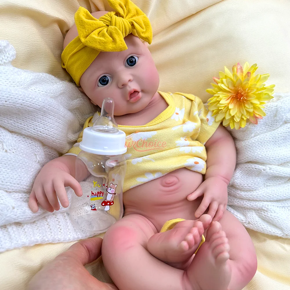 17" Flexible Soft Silicone Reborn Baby Doll Girl Handmade Painted Newborn Bebe Toy For Reborn Doll Enthusiasts Christmas Gift