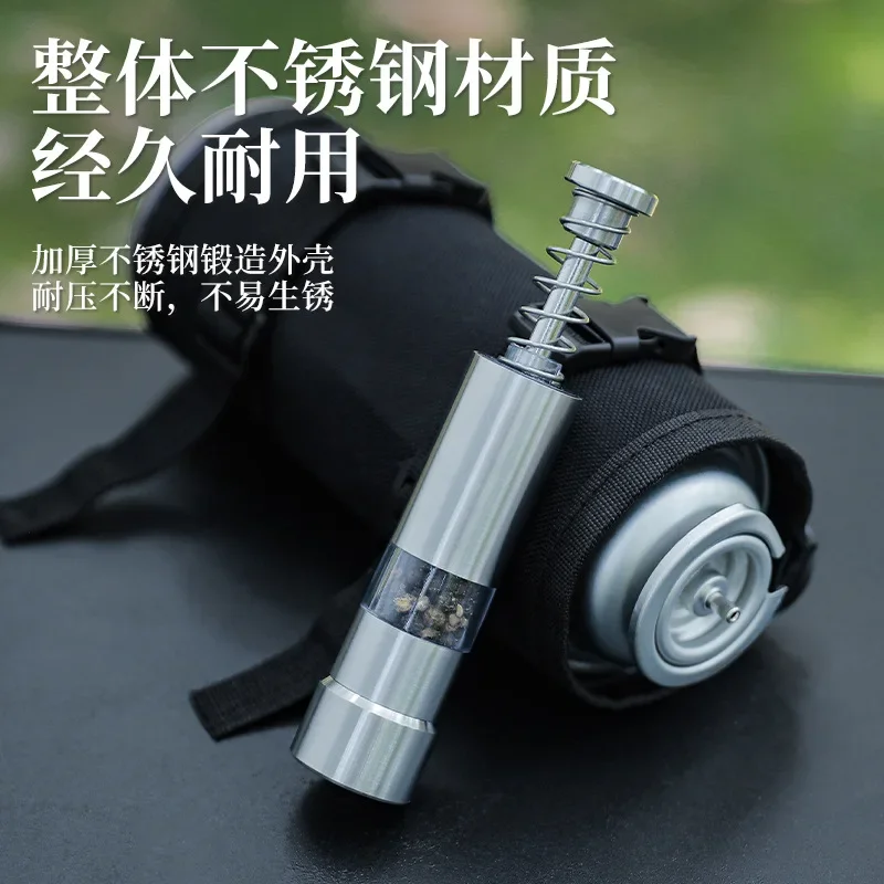 Outdoor Stainless Steel Manual Black Pepper Camping Supplies Press Type Pepper Grinder Household Grinding Bottle Multi Tool New