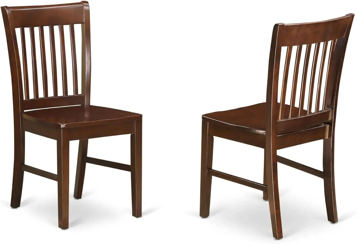 Dining Room Chairs - Slat Back Solid Wood Seat Chairs, Set of 2, Mahogany