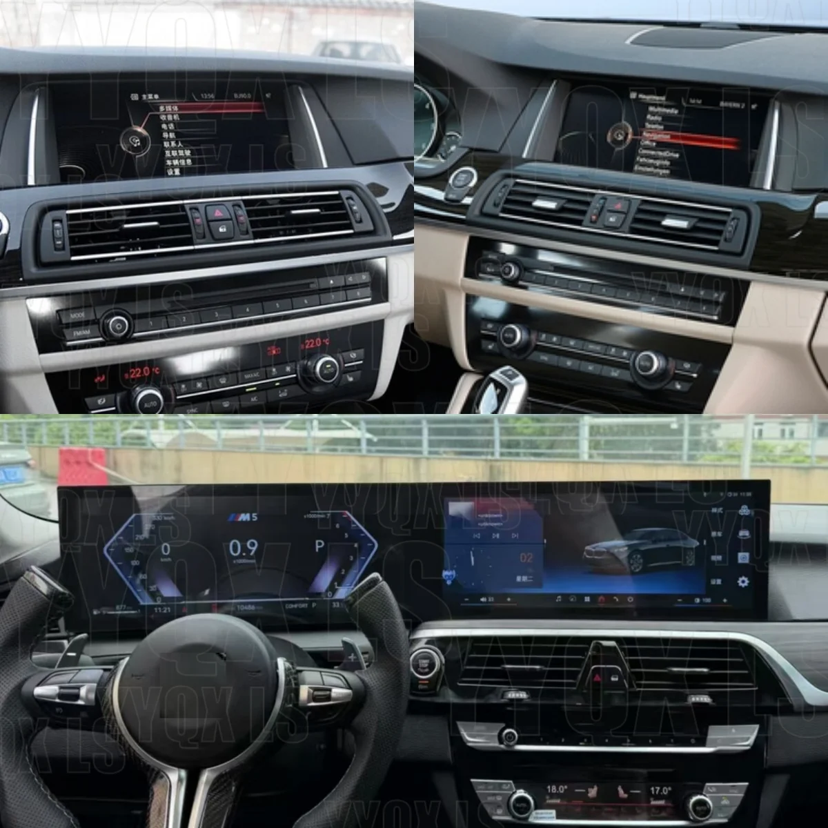 Android Auto Car Navigation Radio Carplay For BMW 5 Series 2009-2017 Dual Screen Dashboard Cluster Multimedia Player Headunit