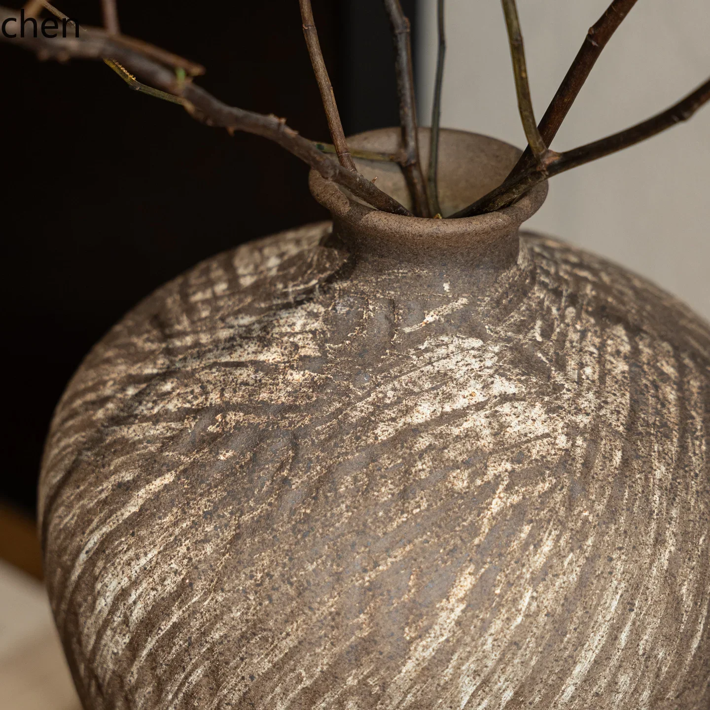 RB-6  Wabi-Sabi Style Coarse Ceramic Vase Handmade Vintage Zen Living Room Decoration Homestay Hotel Flower VaseDecoration
