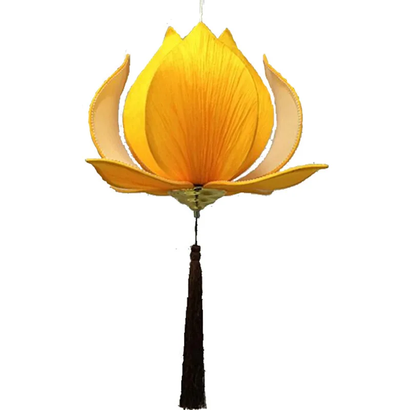 

New fabric Zen lotus chandelier classical lotus lantern Buddhist temple living room restaurant engineering lamps