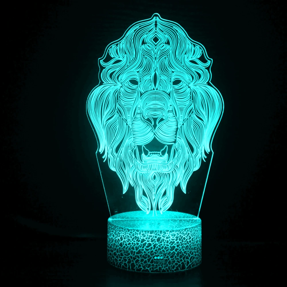 Nighdn Lion 3D Lamp Illusion LED Night Light for KIds Room Colorful Acrylic Nightlights Birthday Christmas Gift for Boys Girls