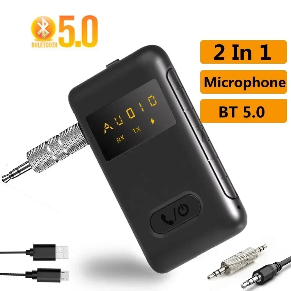 

2 In 1 Bluetooth 5.0 Audio Receiver Transmitter 3.5mm AUX Jack RCA USB Dongle Stereo Wireless Adapter For Car TV PC Headphone