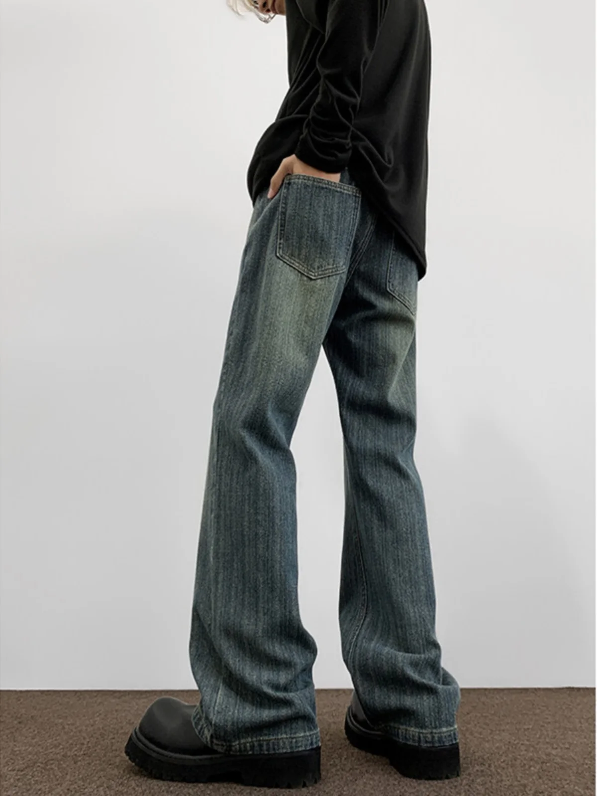 

High Waist Straight Leg Slim Fit Men's Jeans Trendy Brand Street Sle High Street Vibe Wearable for Spring And Autumn