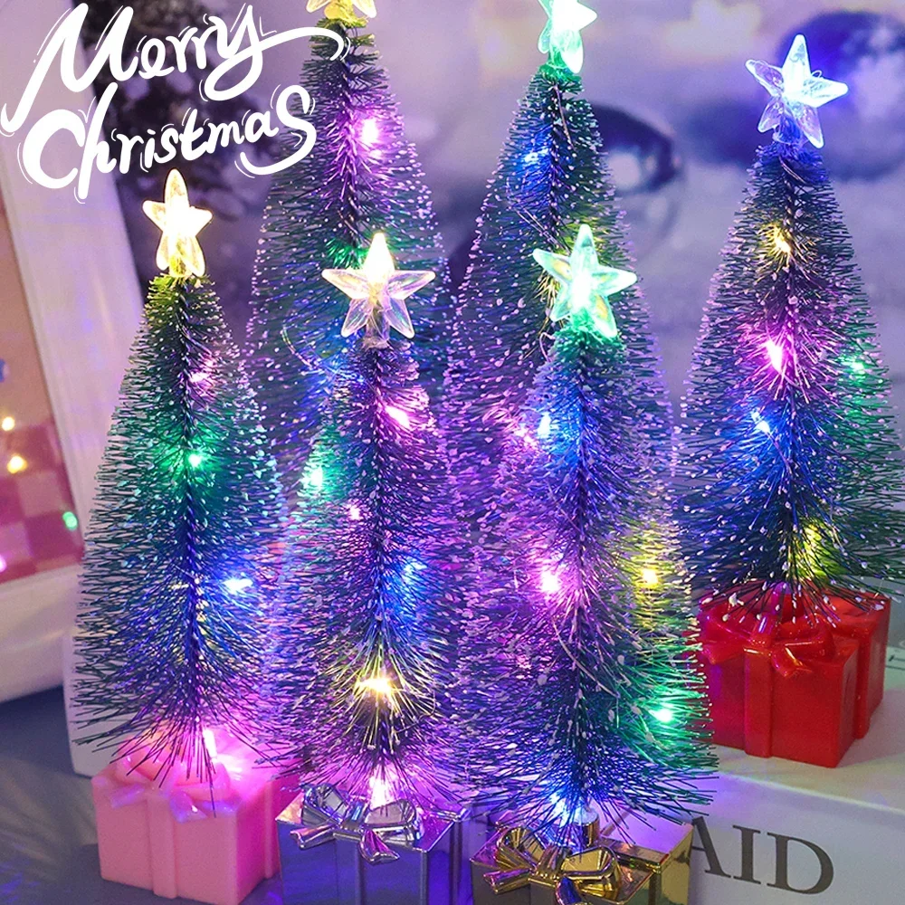 Luminous Mini Christmas Trees LED Lights Home Decoration Electronic Candles Childrens Gifts New Year Christmas Party Ornament