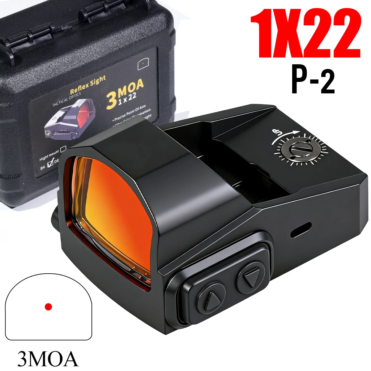 

P-2 Mini Red Dot Illuminated Sight 1x22 Tactical Reflex 3MOA Open Pistol Optical Sight Professional Hunting Scope Accessories