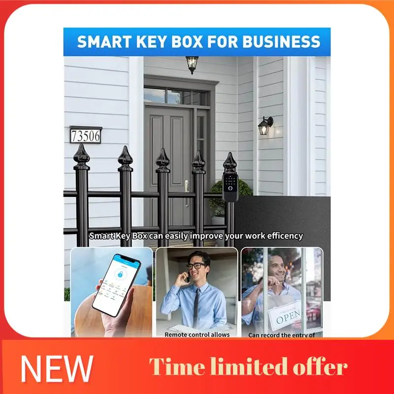 

A42T-Waterproof Cover Safe Tuya Code Fingerprint Bluetooth Wifi Smart Key Box App Remote Wall Mount Combination Door Lock Box