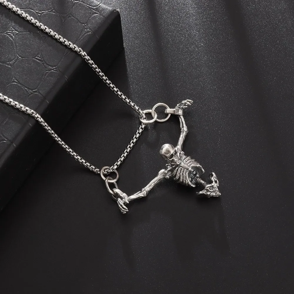 Fashion Gothic Men Necklace Alloy Hip Hop Skull Head Pendent Exaggerated Punk Style Clavicle Chain Women