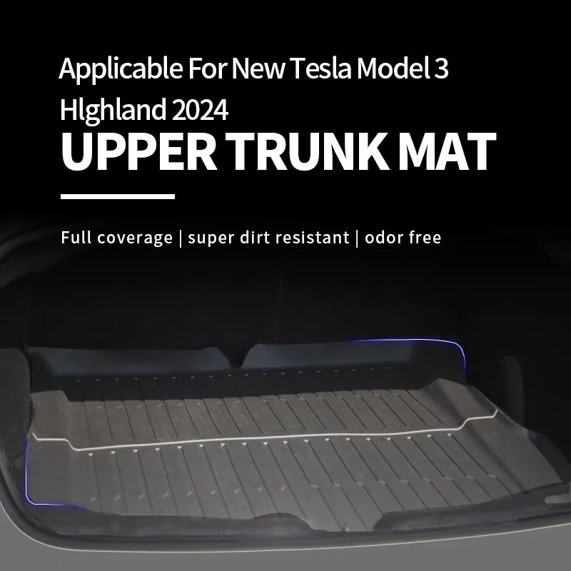 

For Tesla Model 3 Highland 2024 Front and Back Trunk Mat TPE Carpet Waterproof Weather-resistant Pads Up and Down Layer Mats