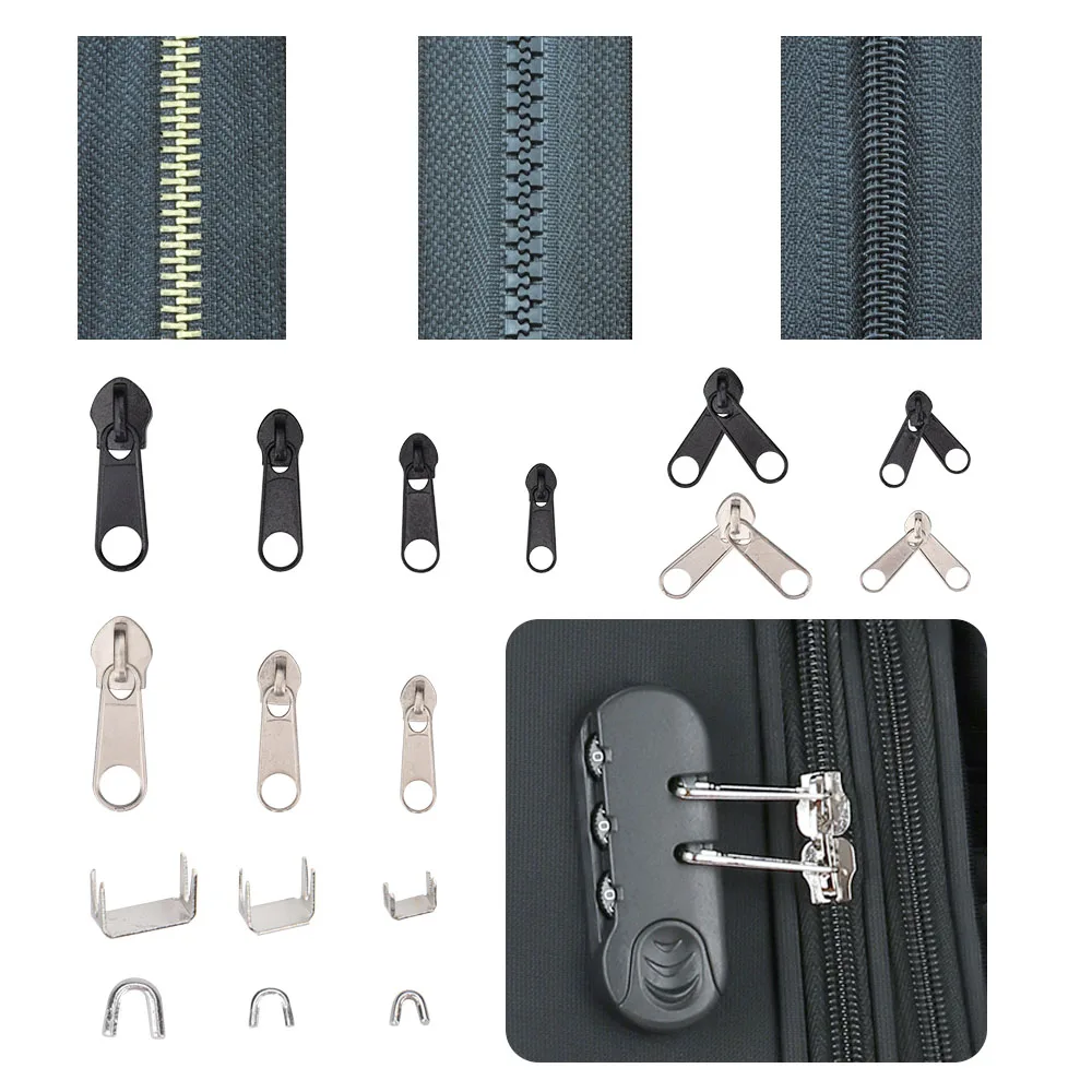 197 teile/satz Reißverschluss Reparatur Kit Ersatz Reißverschluss Kopf Reißverschluss Slider Set mit Top Schneiden Zangen Box Für Kleidung Gepäck